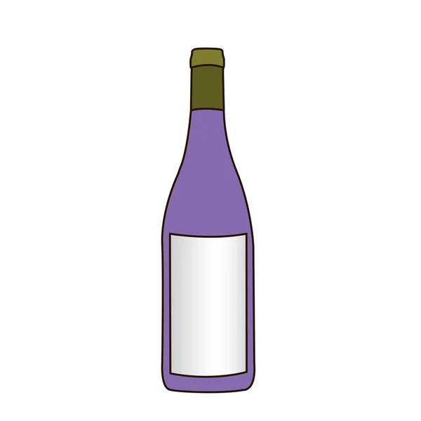 Helle Silhouette mit einer Flasche lila Wein — Stockvektor