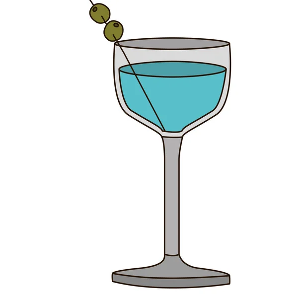 Lehké barevné silueta skla koktejl s olivových plodů — Stockový vektor