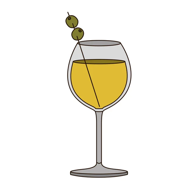 Silhouette claire de cocktail en verre bordeaux aux fruits d'olivier — Image vectorielle