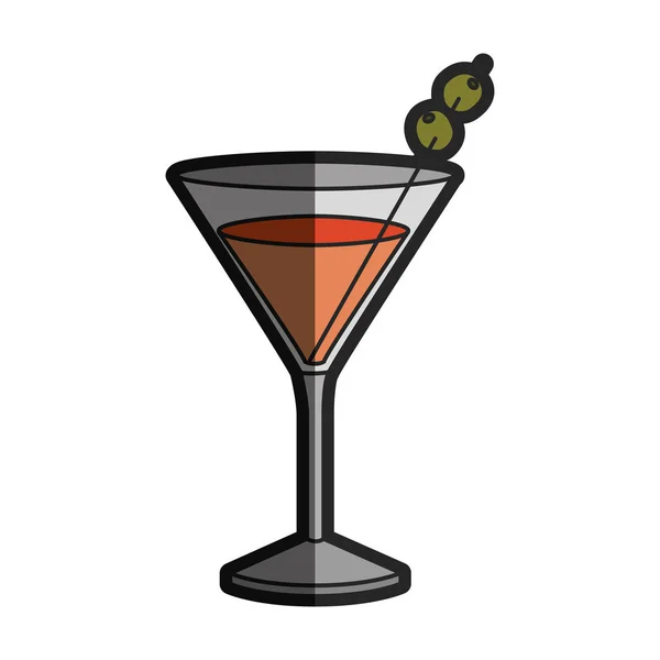 Silueta de color claro de la bebida vermut vaso de cóctel con media sombra — Vector de stock