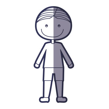 mavi renk kontur karikatür çocuk t-shirt ve şort ile