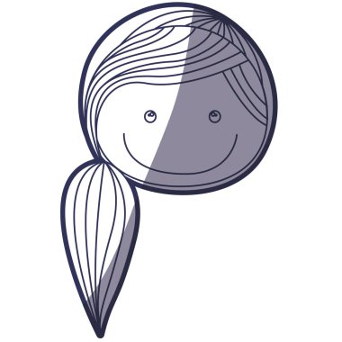 at kuyruğu saçları mavi renk kontur karikatür ön yüzü kız