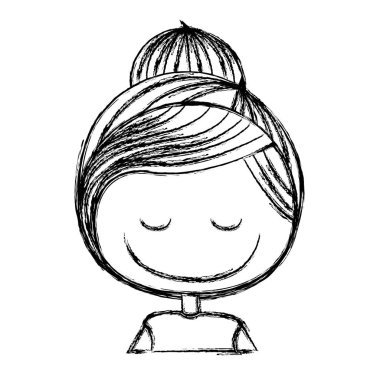 bulanık siluet karikatür karikatür yarım vücut kız toplanan saçları ve gözleri kapalı