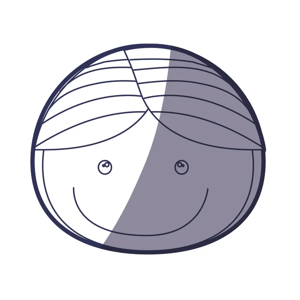 Blauwe kleur contour karikatuur voorzijde man met kapsel — Stockvector