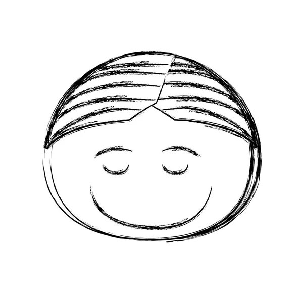 Silueta borrosa caricatura cara frontal niño sonrisa expresión y los ojos cerrados — Archivo Imágenes Vectoriales