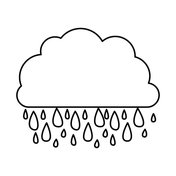 Monochrome contour of cloud with rain — Stock Vector