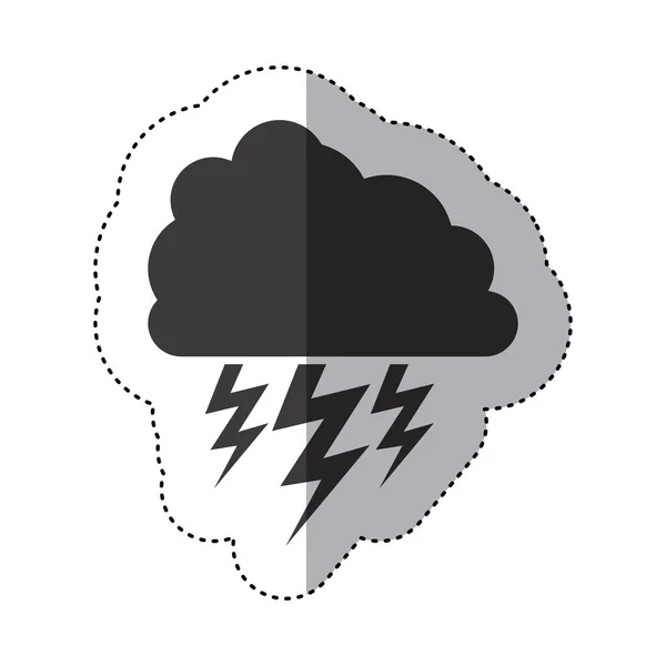 Gri siluet etiket bulut Lightning'ler ile — Stok Vektör