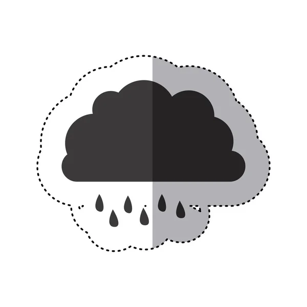 Graue Silhouette Sticker der Wolke mit Nieselregen — Stockvektor