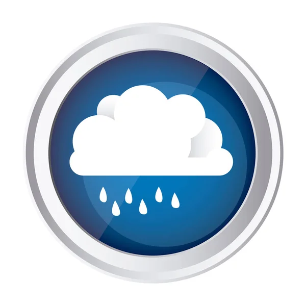 Kleur circulaire frame en blauwe achtergrond met cloud met motregen — Stockvector