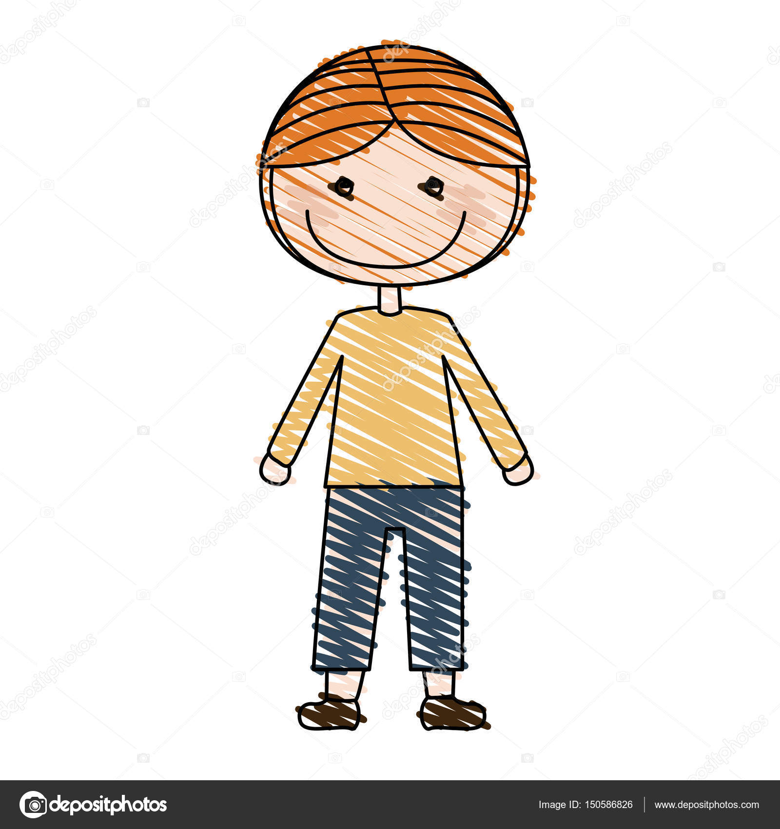 Colore disegno a matita del ragazzo lesbica caricatura con cappotto e pantaloncini — Vettoriale Stock