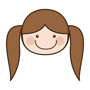 renk siluet çizgi film helezon saçlı kız ön yüz