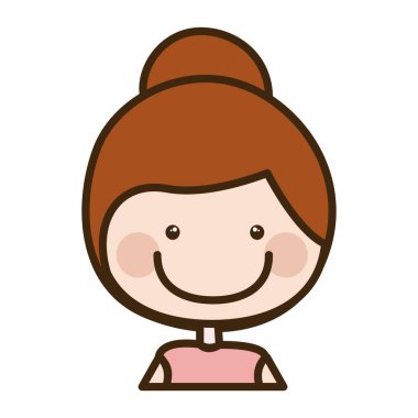 renk siluet çizgi film yarım vücut kız ile toplanan saç