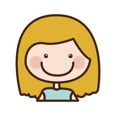 renk siluet çizgi film yarım vücut kız kısa sarı saçları ile