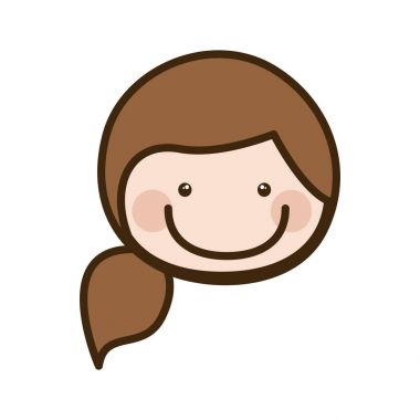 kadın yan at kuyruğu saç ile renk siluet karikatür ön yüz