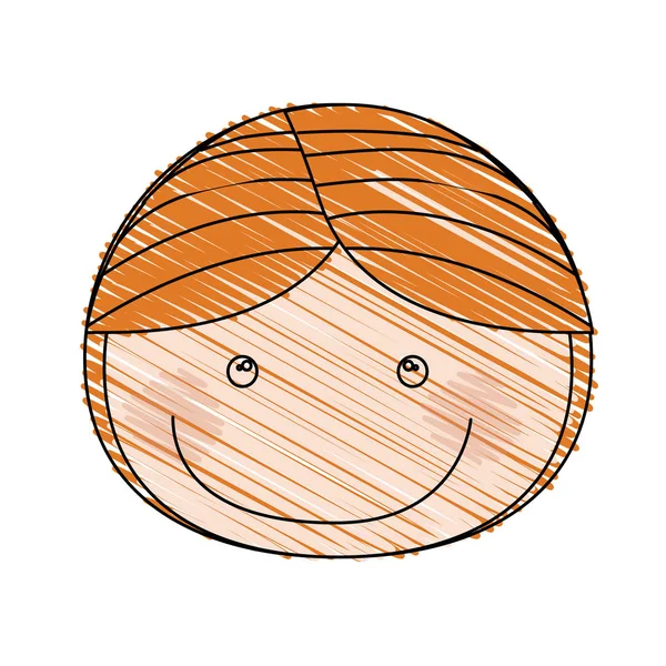 Kleur potlood tekening van karikatuur voorzijde jongen met oranje haren — Stockvector