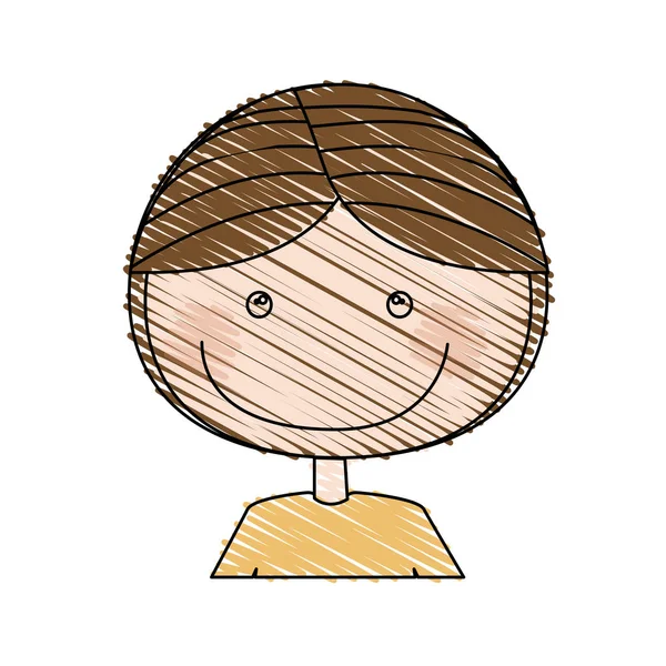 Színes ceruza rajz karikatúra szervezet a fél srác, barna haj — Stock Vector