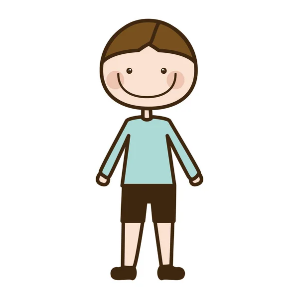 Barva silueta kreslený chlapec s tričko a šortky — Stockový vektor