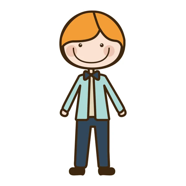 Color silueta de dibujos animados tipo rubio con chaqueta y pantalones — Vector de stock