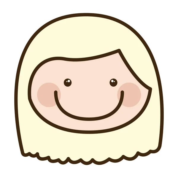 Kleur silhouet cartoon voorzijde meisje met kort blond haar — Stockvector