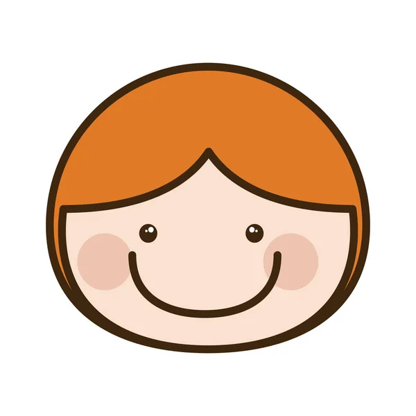 Cor silhueta desenho animado frente cara menino com cabelo laranja — Vetor de Stock