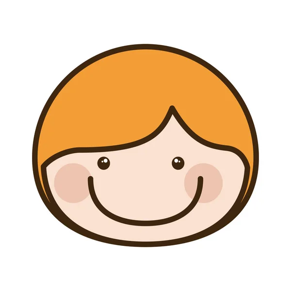 Farbe Silhouette Cartoon Gesicht Junge mit blonden Haaren — Stockvektor