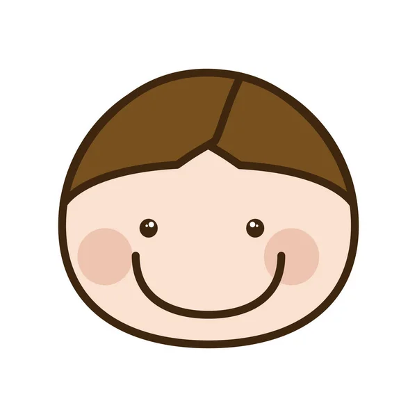 茶色の髪の色シルエット漫画正面顔男 — ストックベクタ