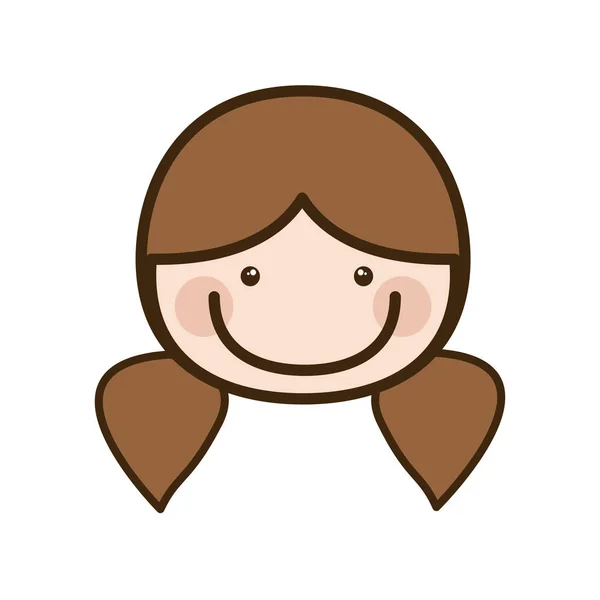 Cor silhueta cartoon frente rosto mulher com tranças cabelo — Vetor de Stock