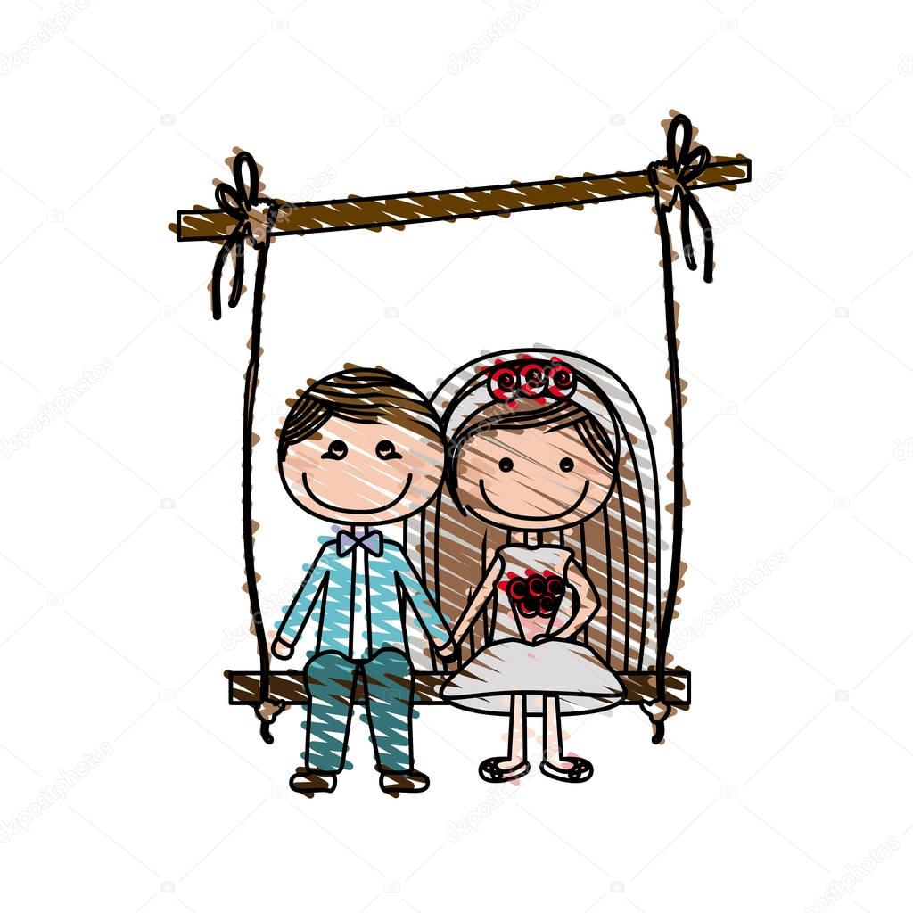Girl Sitting On A Swing Drawing Color Pencil Drawing Of