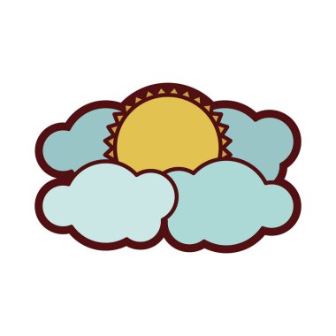 Güneş Bulutların arasında ile renkli kalın siluet