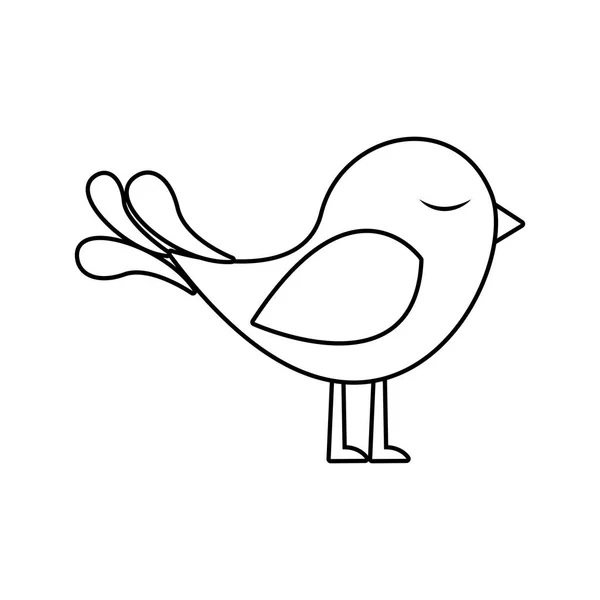 Silhouette monocromatica con uccello carino — Vettoriale Stock
