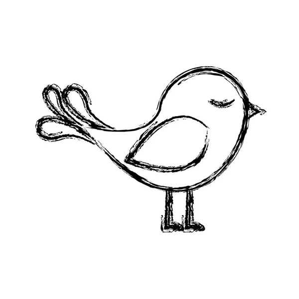 Monochrome sketch with cute bird — Stock Vector