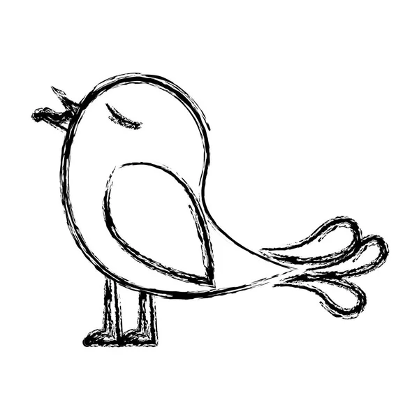 Μονόχρωμη σκίτσο του πουλιού με σκουλήκι στην κορυφή — Διανυσματικό Αρχείο