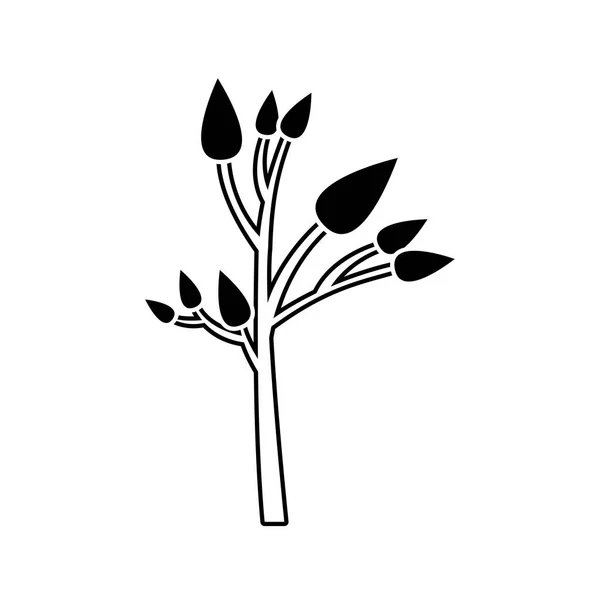 黑色剪影的小型树种，叶子 — 图库矢量图片