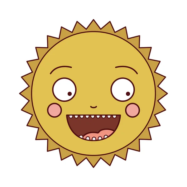 Silueta de color de la caricatura del sol sonriendo — Vector de stock