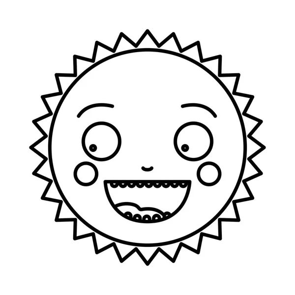 Contorno monocromo de caricatura del sol sonriente — Vector de stock