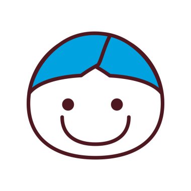 El çizimi ile mavi saç siluet açık yüz çocuk