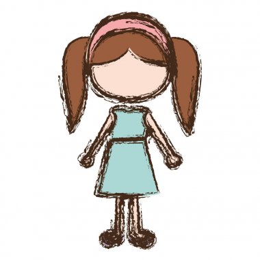 bulanık renkli meçhul karikatür at kuyruklu saç kız elbise ile