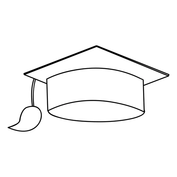 卒業の帽子のモノクロ シルエット — ストックベクタ
