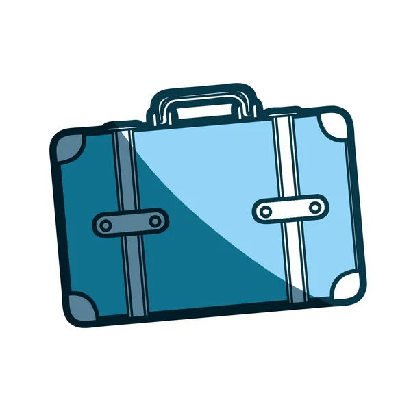 Blue silhouette of suitcase with handle — Stock Vector