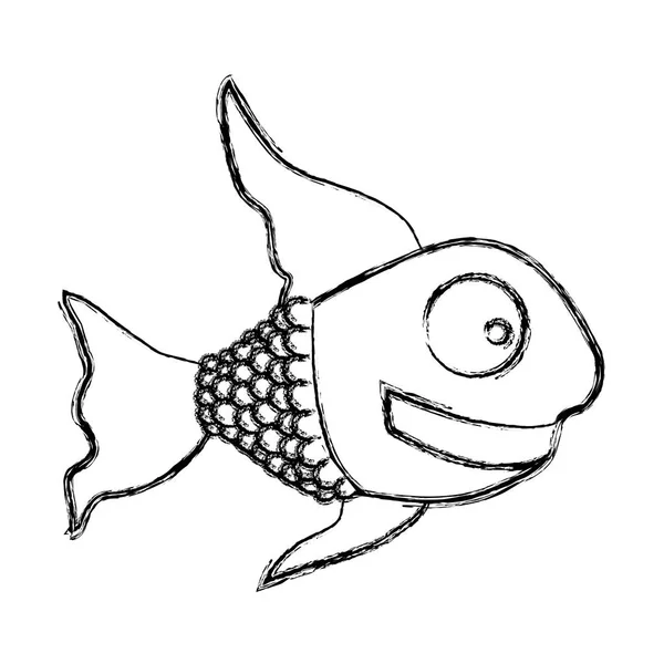 Monochrome sketch of fish with long fins — Stock Vector