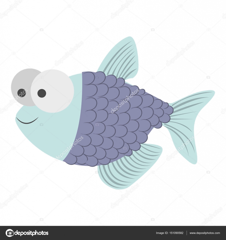 Light colours silhouette of fish with big eyes and scales Stock Vector by  ©grgroupstock 151090582