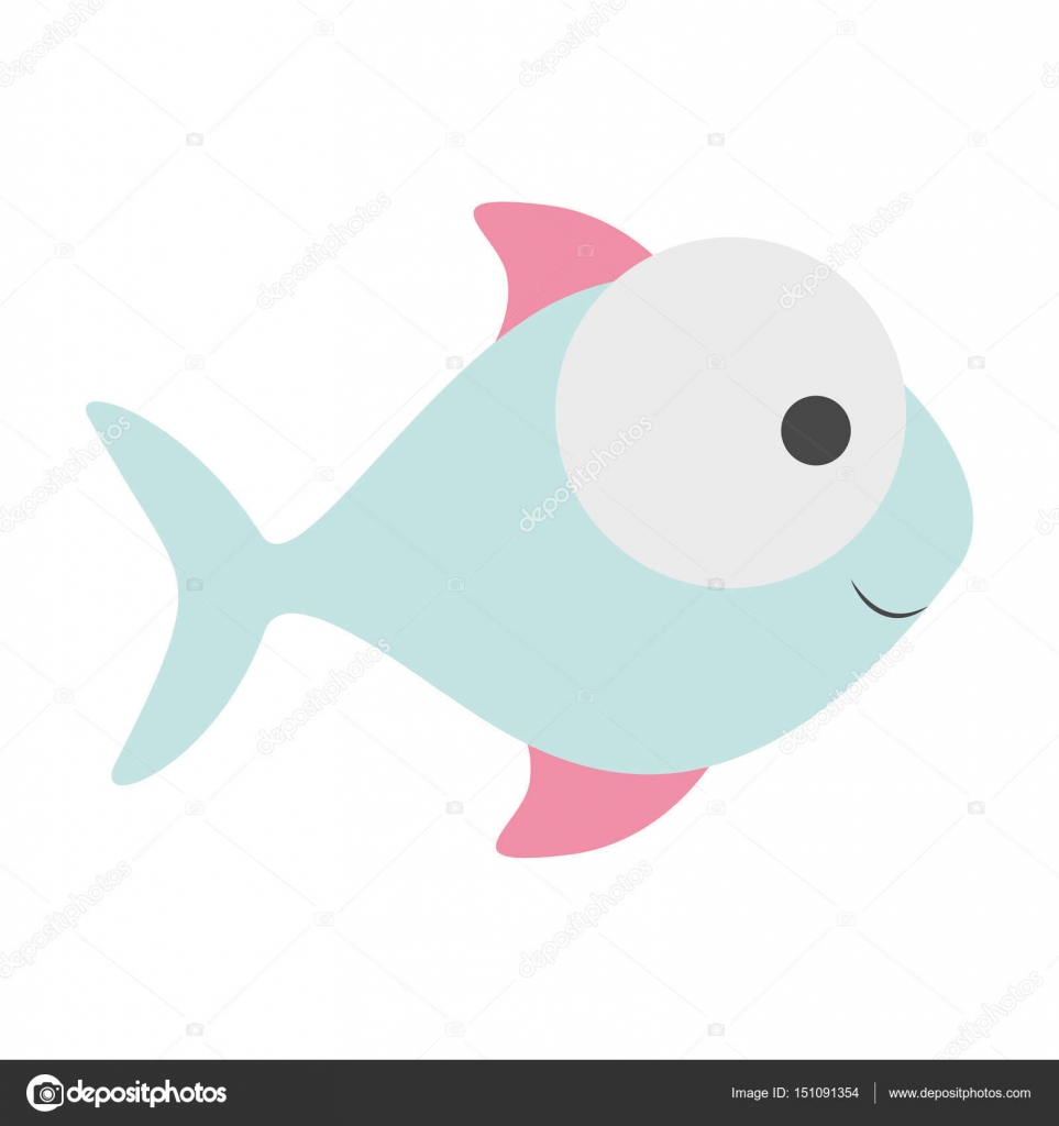 Sagoma di colore chiaro di pesce con occhio grande e piccola pupilla — Vettoriale Stock