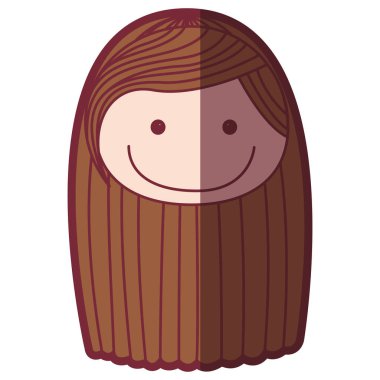 renkli siluet gölgelendirme karikatür açık yüz kız kahverengi şerit uzun saçlı