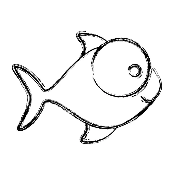 Boceto monocromo de pescado con ojo grande y pupila pequeña — Vector de stock