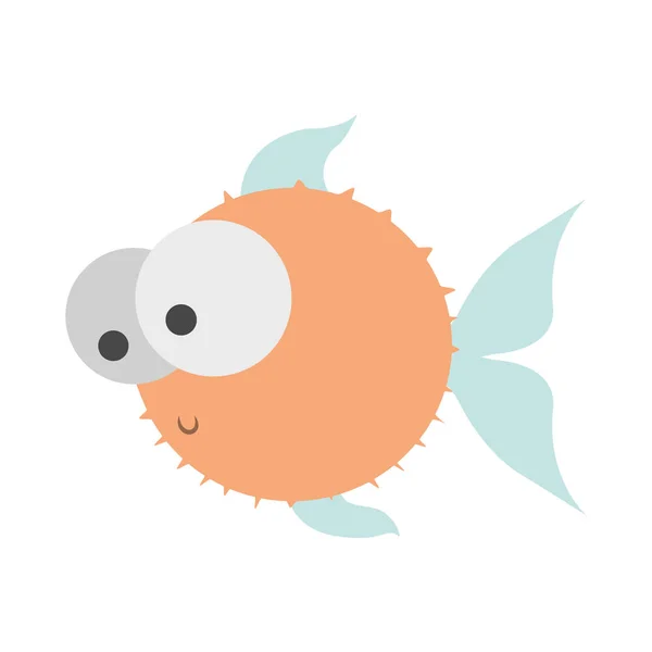 Světlé barvy silueta blowfish s velkýma očima — Stockový vektor