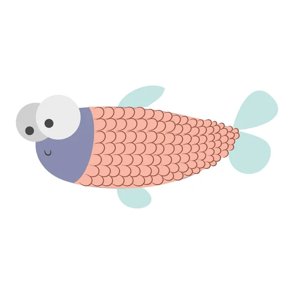 Couleurs claires silhouette de poisson avec de grands yeux et corps allongé — Image vectorielle