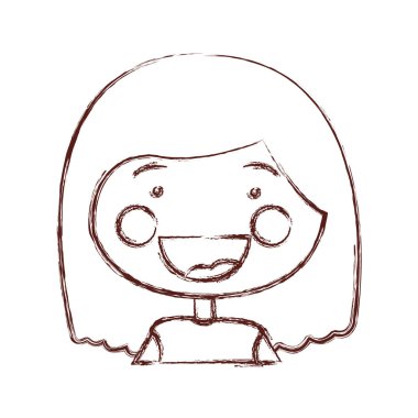 bulanık kontur gülümsemek ifade çizgi film yarım vücut kadın kısa saç modeli ile