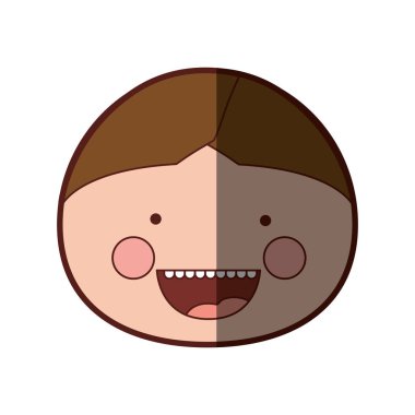 renk siluet gölgelendirme gülümsemek ifade karikatür açık yüz adam kahverengi yan doğru saç modeli ile