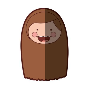 renkli siluet gölgelendirme gülümsemek ifade karikatür açık yüz kız uzun kumral