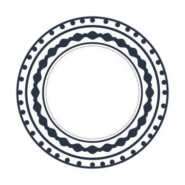 dairesel damga ile dekoratif kontur mavi koyu renk